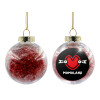 Transparent Christmas tree ball ornament with red filling 8cm