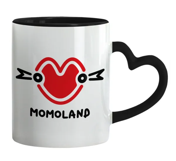 Momoland — Mug heart black handle, ceramic, 330ml