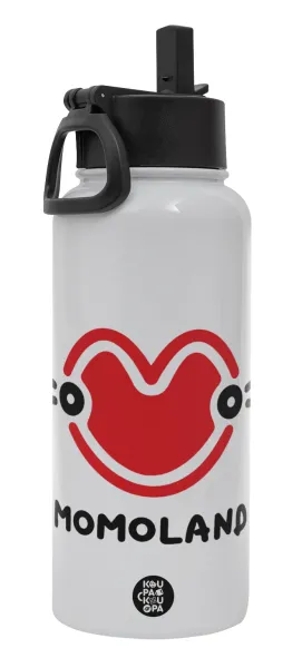 Momoland — Metal mug thermo White with Straw and Spout Lid (Stainless steel), double wall, 950ml
