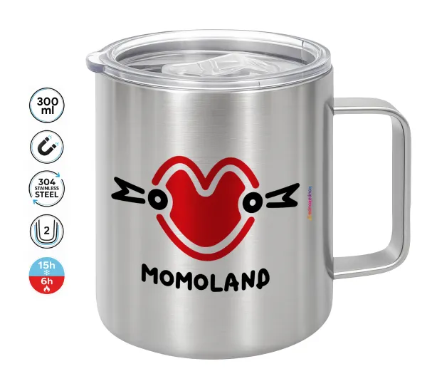 Momoland — Double-walled stainless steel mug 300ml with temperature-retaining lid