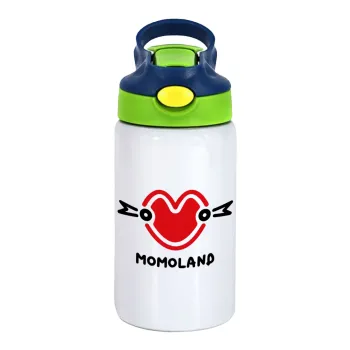Momoland, Παιδικό παγούρι θερμό, ανοξείδωτο, με καλαμάκι ασφαλείας, πράσινο/μπλε (350ml)