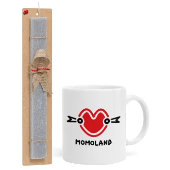 Momoland, Πασχαλινή Λαμπάδα με Κούπα κεραμική (330ml) & κερί αρωματικό πλακέ (30cm) (ΓΚΡΙ)