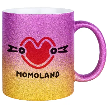 Momoland, Κούπα Χρυσή/Ροζ Glitter, κεραμική, 330ml