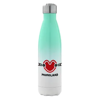 Momoland, Μεταλλικό παγούρι θερμός Πράσινο/Λευκό (Stainless steel), διπλού τοιχώματος, 500ml
