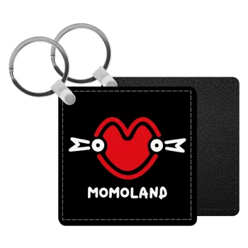 Momoland, Μπρελόκ Δερματίνη, τετράγωνο ΜΑΥΡΟ (5x5cm)