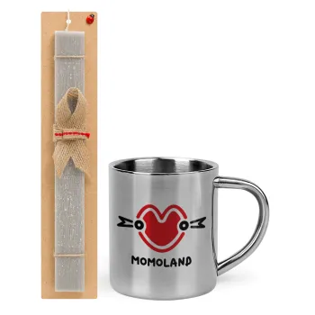Momoland, Easter Set, metallic thermal cup (300ml) & Easter aromatic flat candle (30cm) (GRAY)
