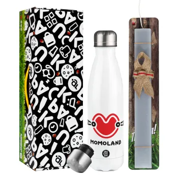 Momoland, Easter candle, metallic white thermos bottle (500ml) & aromatic flat candle (30cm) (GRAY)