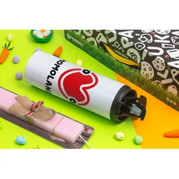 Momoland, Easter candle,Travel Tumbler 2 Lids, with metal straw & cleaning brush & aromatic flat candle (30cm) (PINK)