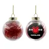 Transparent Christmas tree ball ornament with red filling 8cm