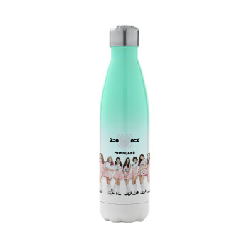 Momoland pink, Μεταλλικό παγούρι θερμός Πράσινο/Λευκό (Stainless steel), διπλού τοιχώματος, 500ml