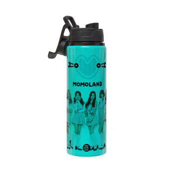 Momoland pink, Metallic water bottle with safety lid, 850ml aluminum
