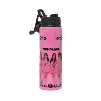 Momoland pink, Μεταλλικό παγούρι νερού με καπάκι ασφαλείας, αλουμινίου 850ml