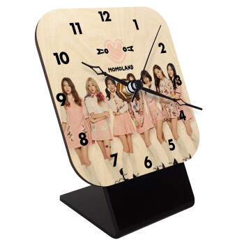 Momoland pink, Quartz Table clock in natural wood (10cm)