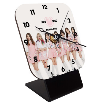 Momoland pink, Quartz Wooden table clock with hands (10cm)