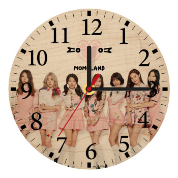 Momoland pink, Ρολόι τοίχου ξύλινο plywood (20cm)