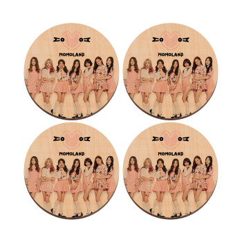 Momoland pink, ΣΕΤ x4 Σουβέρ ξύλινα στρογγυλά plywood (9cm)