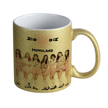 Momoland pink, Κούπα Χρυσή Glitter που γυαλίζει, κεραμική, 330ml