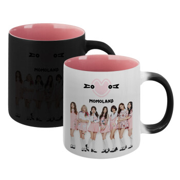 Momoland pink, Κούπα Μαγική εσωτερικό ΡΟΖ, κεραμική 330ml που αλλάζει χρώμα με το ζεστό ρόφημα
