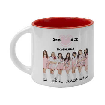 Momoland pink, Κούπα κεραμική 400ml Λευκή/Κόκκινη