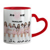 Mug heart red handle, ceramic, 330ml