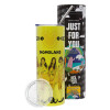 Neon Yellow Travel Tumbler θερμό, μεταλλικό καλαμάκι(Ανωξείδωτο 304 Food grade, BPA free, 600ml)