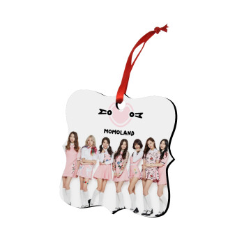 Momoland pink, Στολίδι Χριστουγεννιάτικο στολίδι polygon ξύλινο 7.5cm