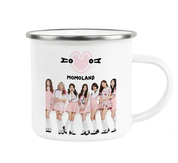 Momoland pink — Metallic enamel cup white 360ml