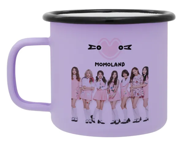 Momoland pink — Metal enamel mug, matte light pastel purple, 360ml