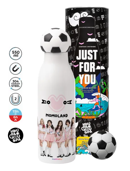 Momoland pink — Soccer Metal mug thermos, double wall, 550ml