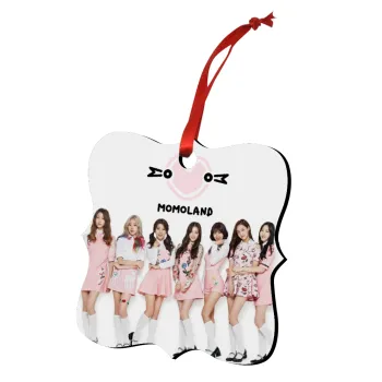 Momoland pink, Christmas ornament polygon wooden 7.5cm