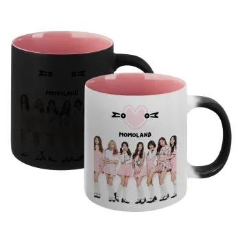 Momoland pink, Κούπα Μαγική εσωτερικό ΡΟΖ, κεραμική 330ml που αλλάζει χρώμα με το ζεστό ρόφημα