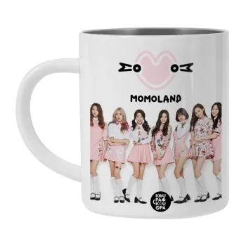 Momoland pink, BIG Mug Stainless steel double wall (450ml, White)