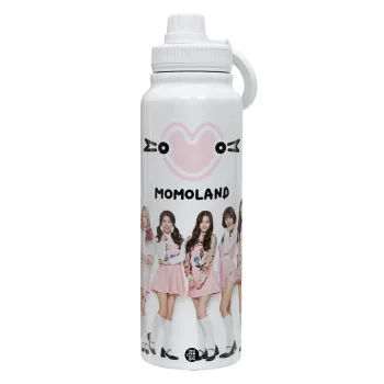 Momoland pink, Θερμός 1L Ανοξείδωτο με Βάση Κινητού & Διπλά Τοιχώματα