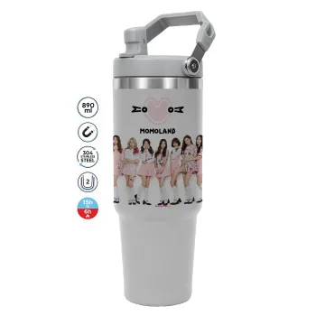 Momoland pink, GREY color, 890ml (30oz) stainless Steel Tumbler with Handle