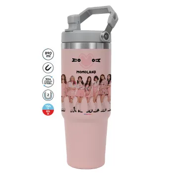 Momoland pink, Pink color, 890ml (30oz) stainless Steel Tumbler with Handle