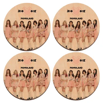Momoland pink, ΣΕΤ x4 Σουβέρ ξύλινα στρογγυλά plywood (9cm)
