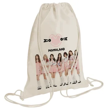 Momoland pink, Backpack bag GYMBAG natural (28x40cm)