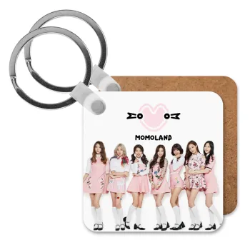Momoland pink, Μπρελόκ Ξύλινο τετράγωνο MDF