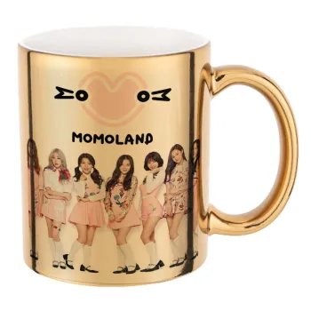 Momoland pink, Mug ceramic, gold mirror, 330ml