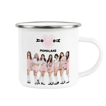 Momoland pink, Metallic enamel cup white 360ml