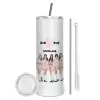 Tumbler stainless steel 600ml, with metal straw & cleaning brush
