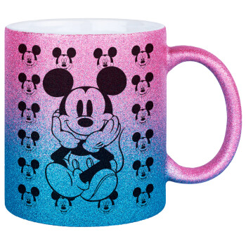 Mickey, Κούπα Χρυσή/Μπλε Glitter, κεραμική, 330ml