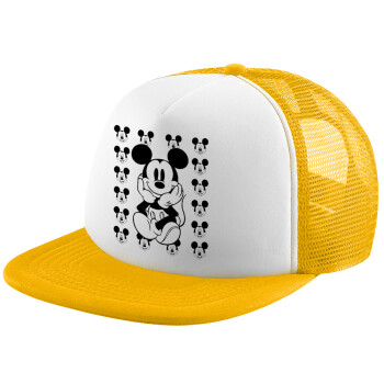 Mickey, Καπέλο Ενηλίκων Soft Trucker με Δίχτυ Κίτρινο/White (POLYESTER, ΕΝΗΛΙΚΩΝ, UNISEX, ONE SIZE)