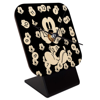 Mickey, Quartz Table clock in natural wood (10cm)