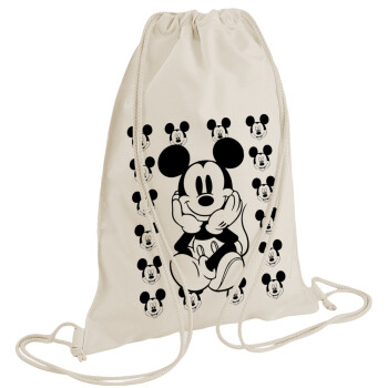 Mickey, Τσάντα πλάτης πουγκί GYMBAG natural (28x40cm)
