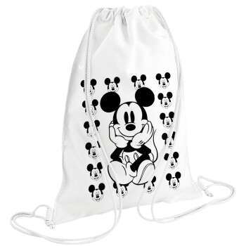 Mickey, Τσάντα πλάτης πουγκί GYMBAG λευκή (28x40cm)