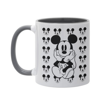 Mickey, Κούπα χρωματιστή γκρι, κεραμική, 330ml
