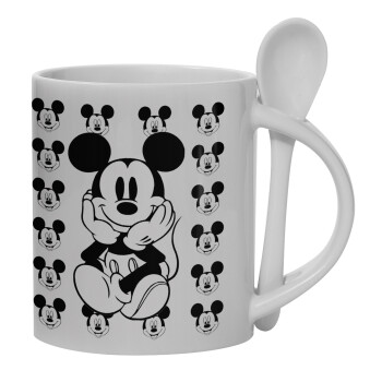 Mickey, Κούπα, κεραμική με κουταλάκι, 330ml (1 τεμάχιο)