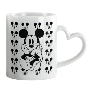 Mickey, Mug heart handle, ceramic, 330ml
