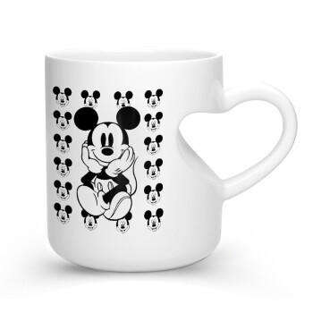 Mickey, Κούπα καρδιά λευκή, κεραμική, 330ml